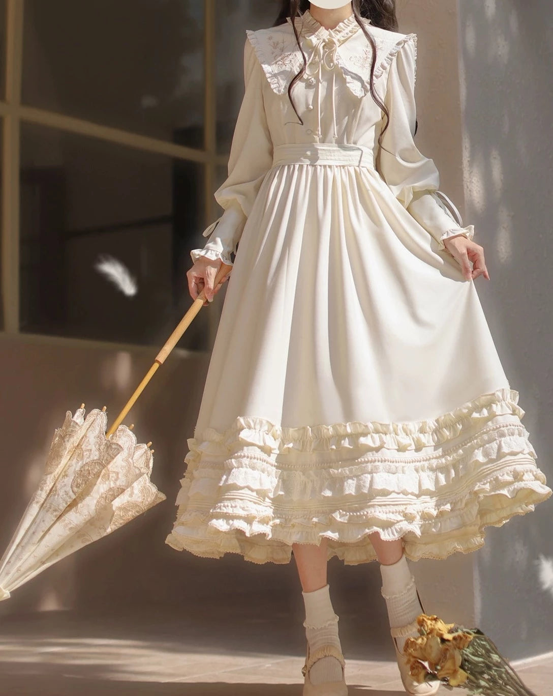 シフォンのフリルワンピース_A0354