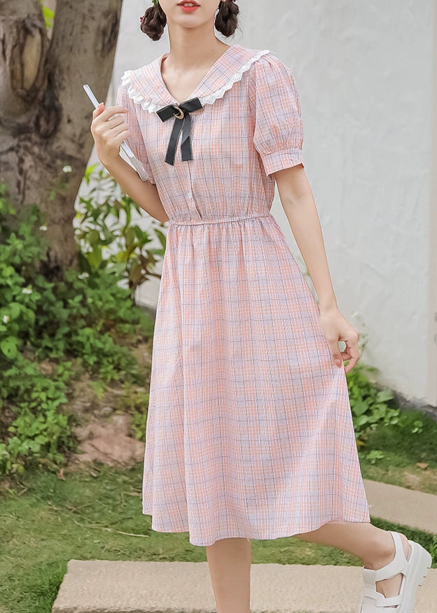 蒼桜のチェックワンピース_A0494