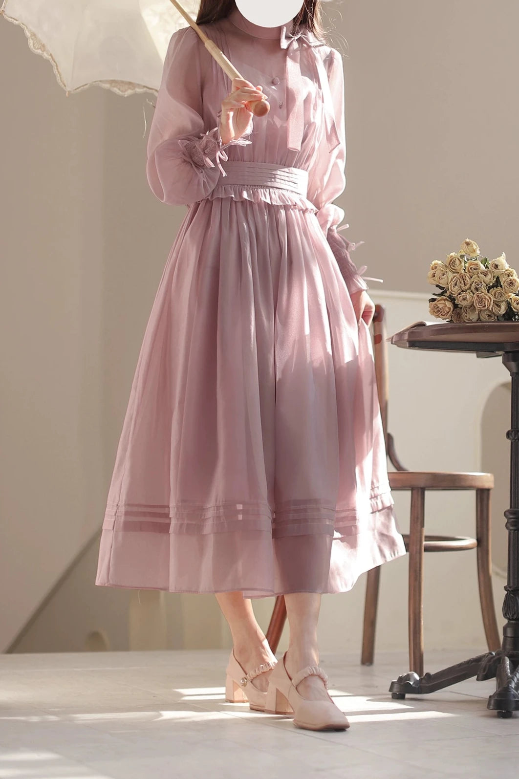 アザレアのシフォンワンピース_A0411