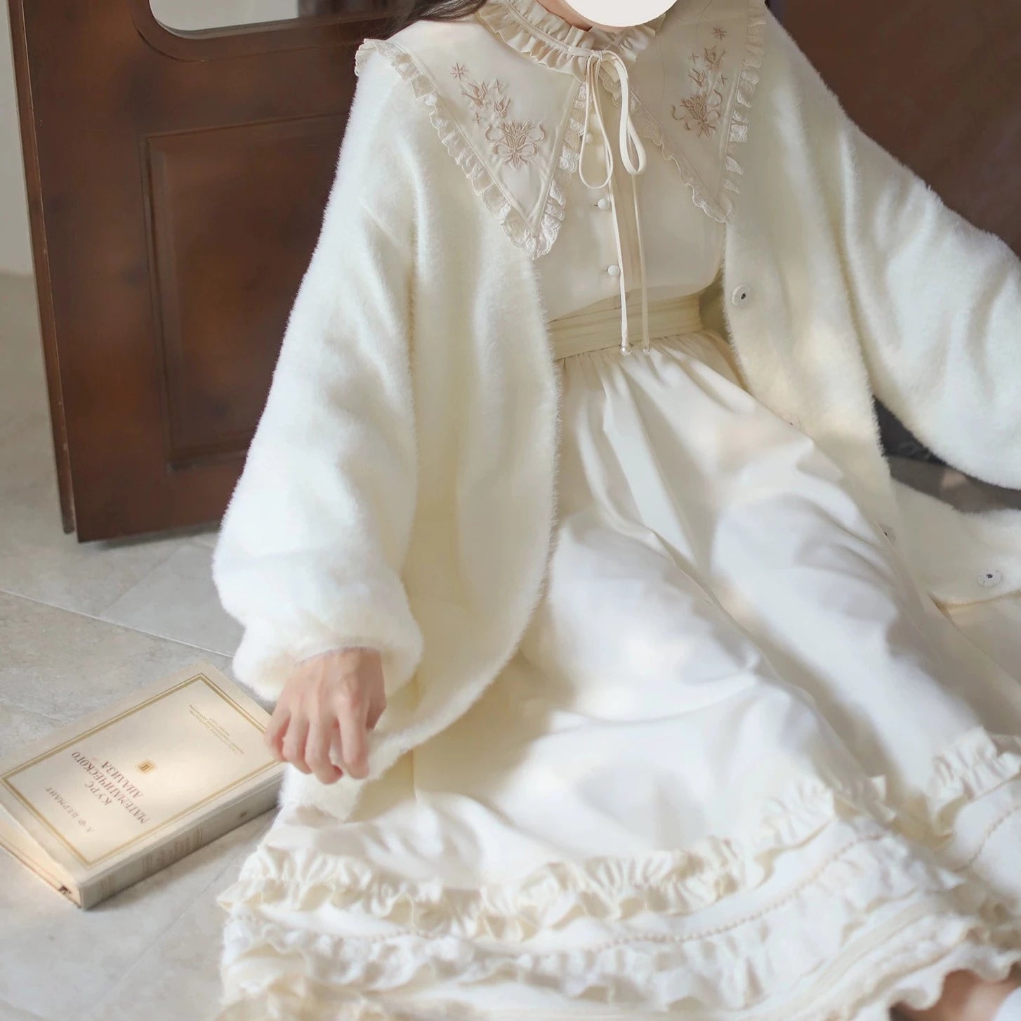 シフォンのフリルワンピース_A0354