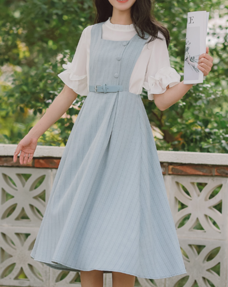 Light blue half jumper skirt set_A0167