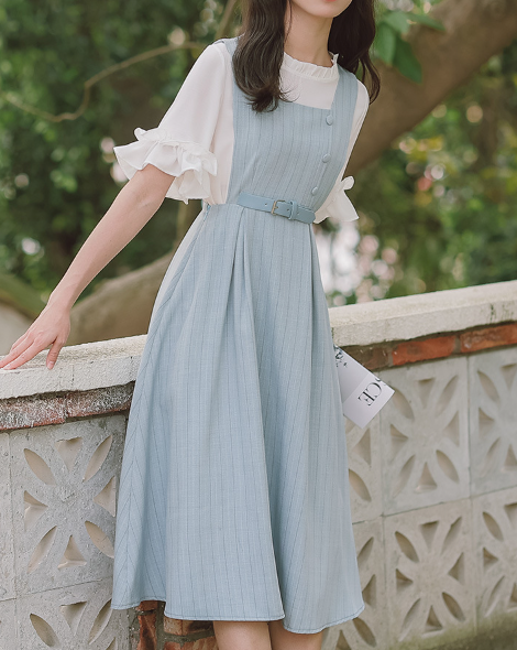 Light blue half jumper skirt set_A0167