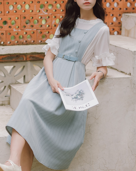 Light blue half jumper skirt set_A0167