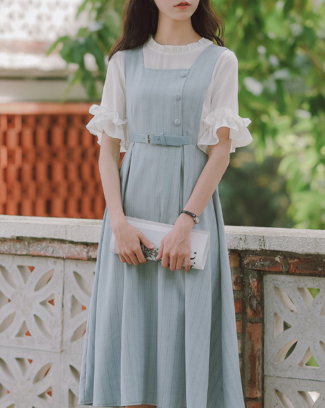 Light blue half jumper skirt set_A0167