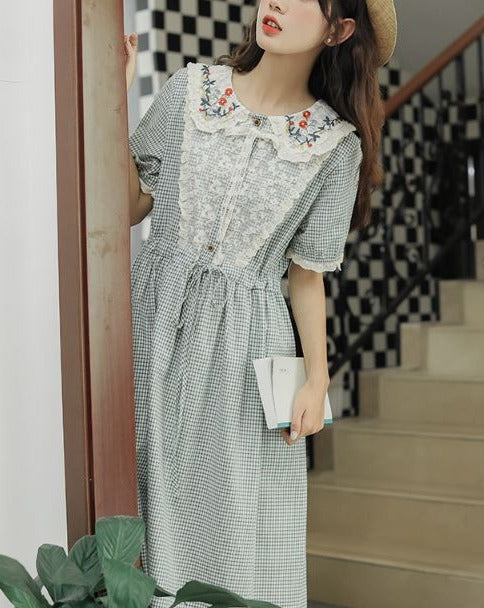 Ashitaba check dress_A0182