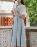 Light blue half jumper skirt set_A0167