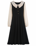 Black cat millefeuille collar dress_A0207