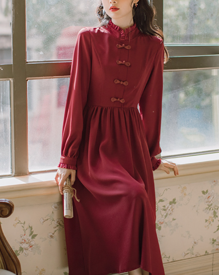 胭脂紅連衣裙_A0214
