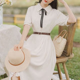 Jasmine Milk Belt Half Dress_A0093